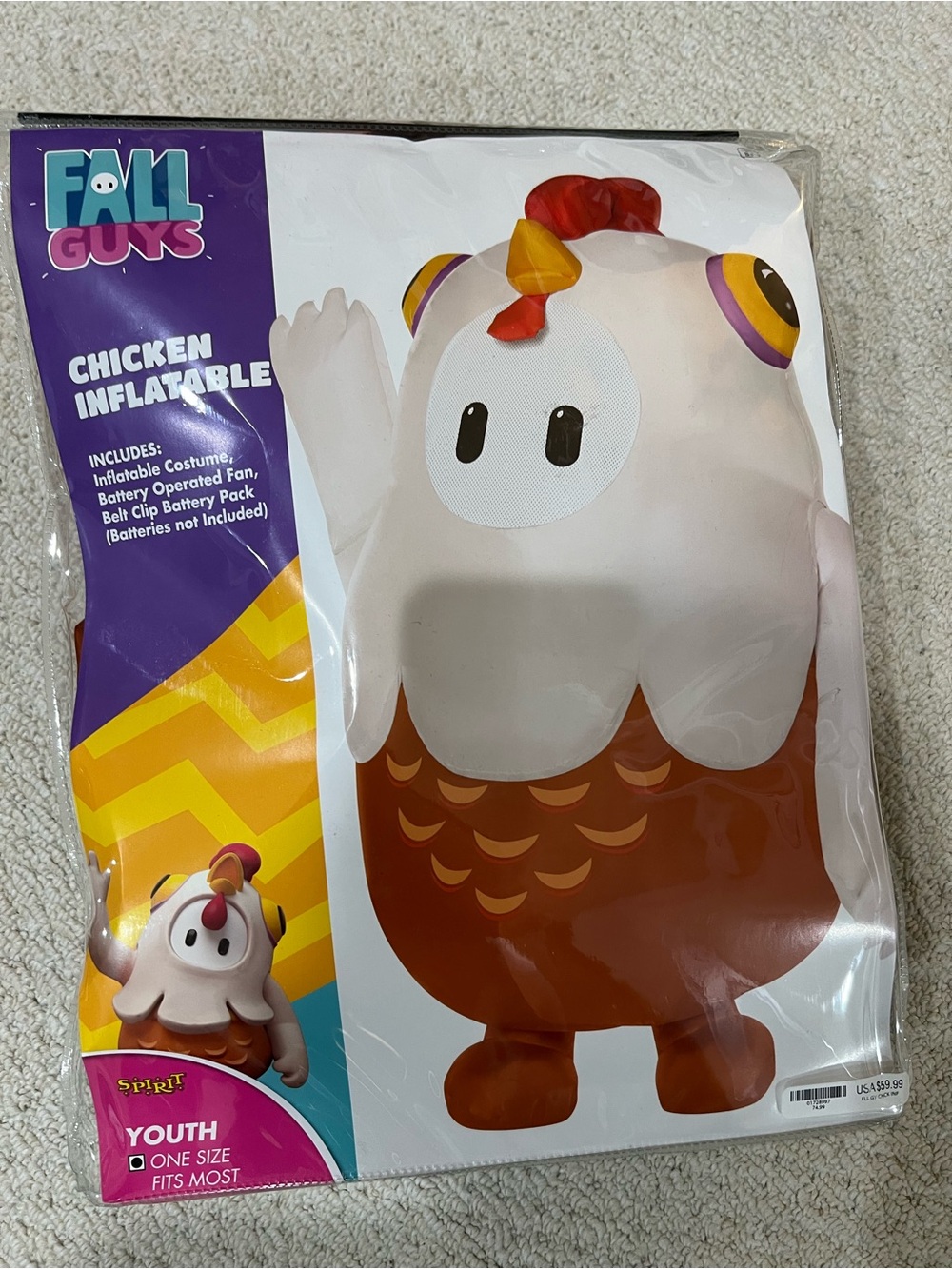 Fall Guys Chicken Inflatable Costume - White and Brown